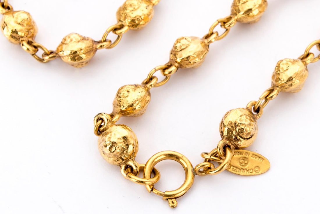Chanel   Round Ball Necklace, Length 91cm, Gold Color, no Dust Cover & Box