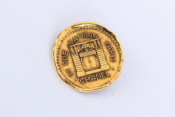 Chanel   31 Rue Cambon Gold Medallion Brooch, no Dust Cover & Box