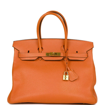 Top Quality Hermes Birkin 35 Orange H Togo Gold Hardware