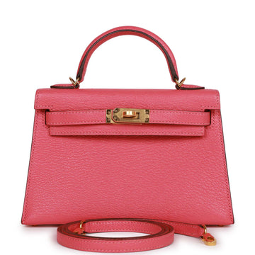 Top Quality Hermes Kelly Sellier 20 Rose Lipstick Chèvre Gold Hardware