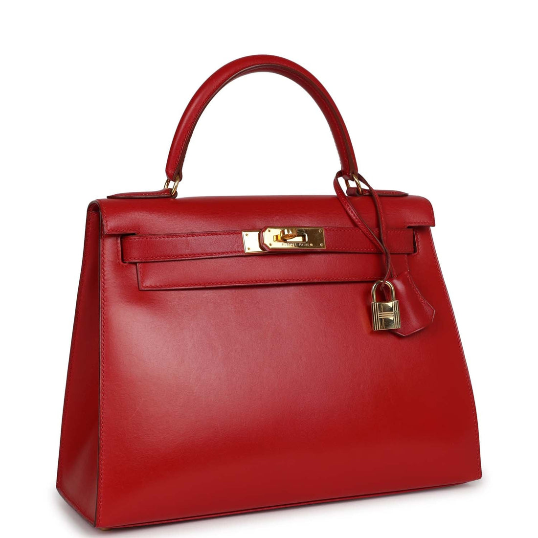 Hermes Kelly Sellier 28 Rouge Vif Box Gold Hardware