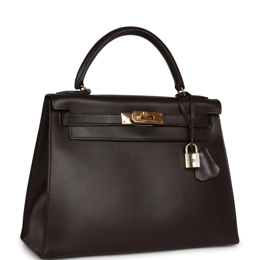 Hermes Kelly Sellier 28 Chocolate Box Gold Hardware
