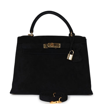 New Hermes Kelly Sellier 28 Black Doblis Gold Hardware