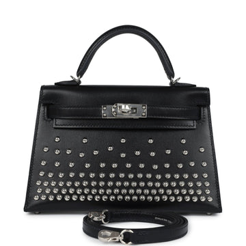 Hermes Kelly Sellier 20 Clouté Black Box Palladium Hardware