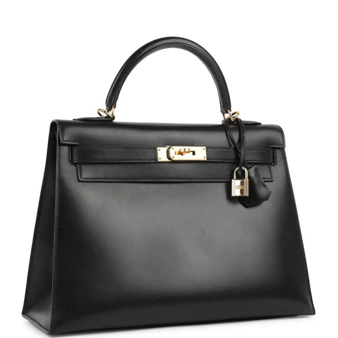 New Hermes Kelly Sellier 32 Black Box Gold Hardware