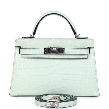Hermes Kelly Sellier 20 Vert PepperNew Matte Alligator Palladium Hardware
