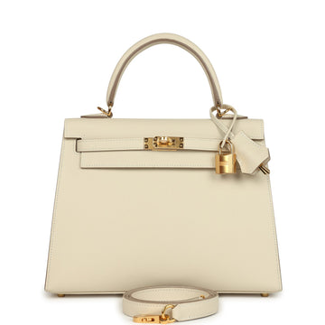 Hermes Kelly Sellier 25 Craie Epsom Gold Hardware