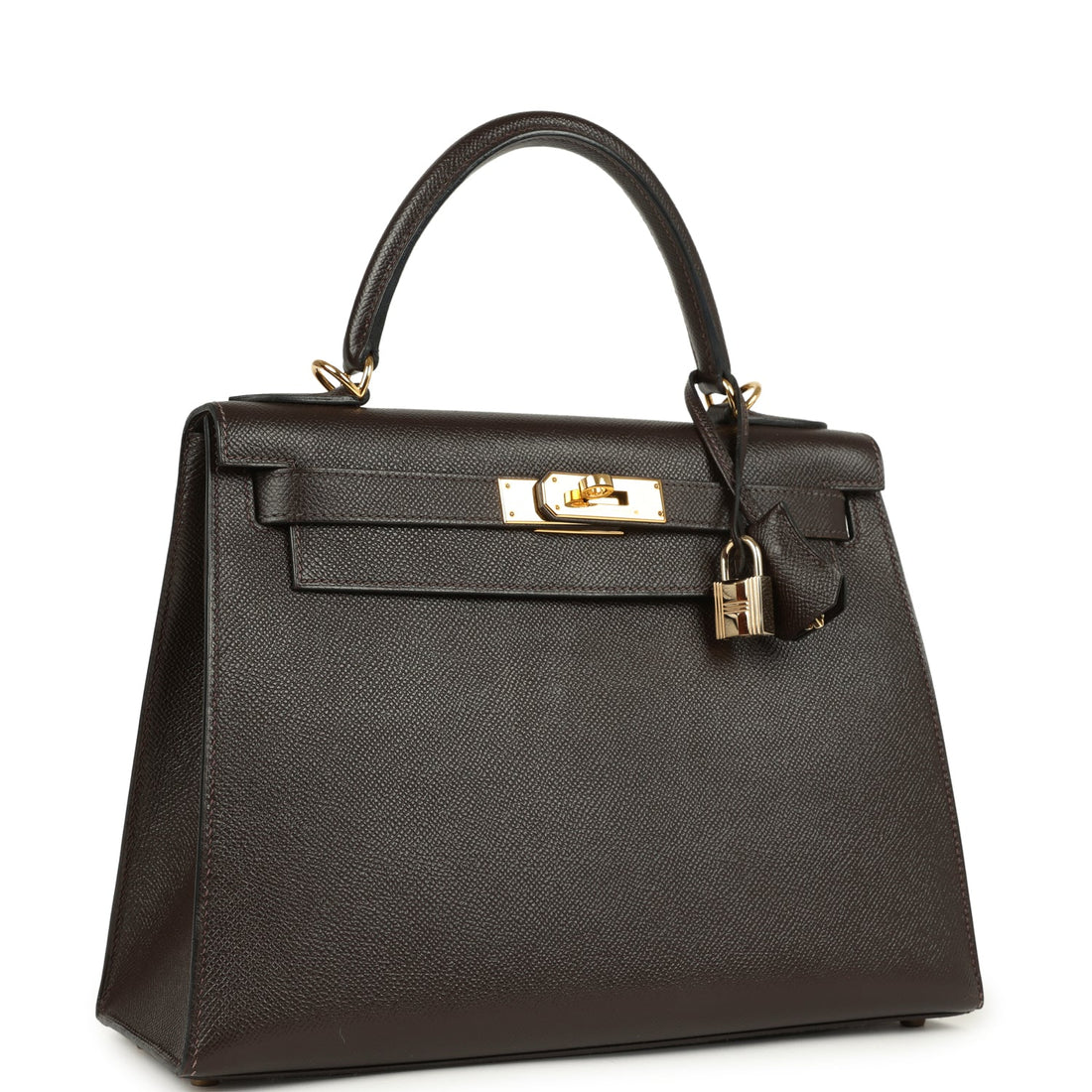 New Hermes Kelly Sellier 28 Chocolat Courcheval Gold Hardware