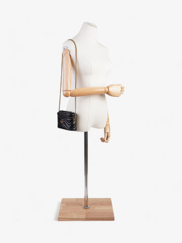 Gucci GG Marmont Top Handle Bag Black Matelasse Leather Mini