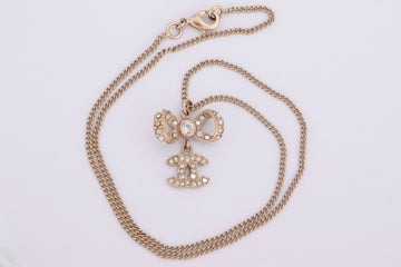 Chanel   Ribbon Necklace GP With Rhinestone