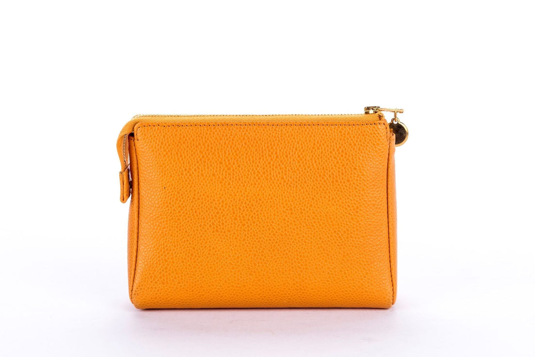 Chanel Timeless Papaya Caviar Leather Zippy Pouch with  & Box
