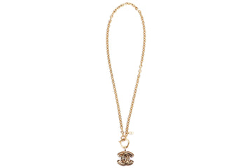 CHANEL GOLD PLATED NECKLACE 3857 CC QUILTED, LENGTH 56CM