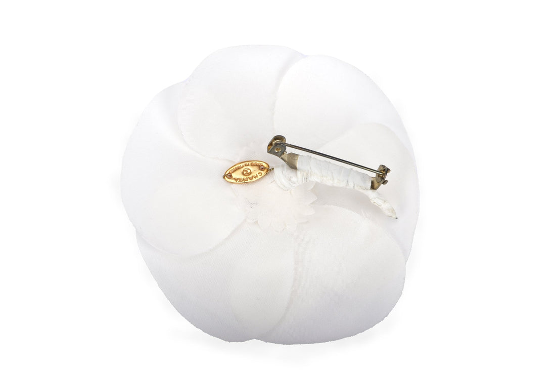 Chanel White Poly Brooch, with Box