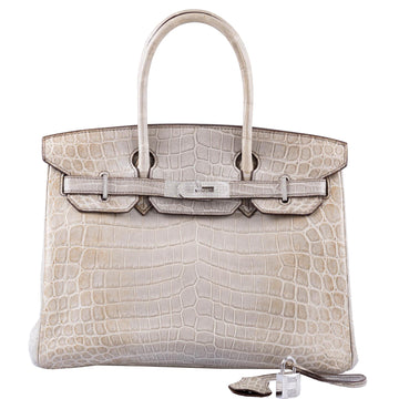 Hermès Birkin 30 Gris Cendre Himalaya Niloticus Crocodile 18K White Gold & Diamond Hardware