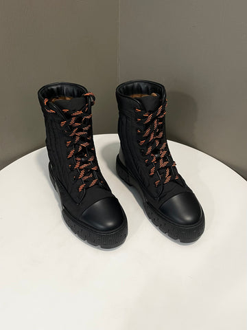 Hermes Ankle Boot Black Parachute fabric Size 36