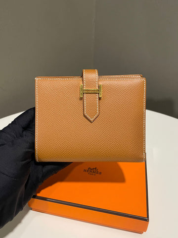Hermes Bearn Compact Wallet Gold Epsom