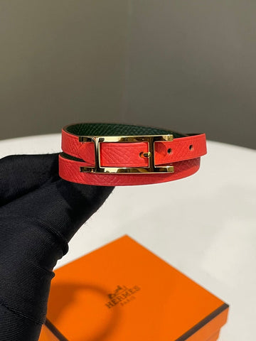 Hermes Behapi Double Tour Reversible Bracelet Black/ Rose Jaipur