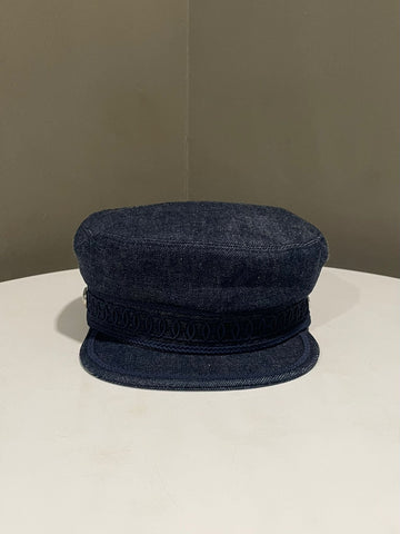 Hermes Cabourg Cliquetis Newsboy Cap Blue Denim Cotton