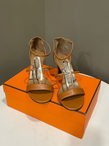 Hermes Chaine D’Ancre Sandals High Gold Size 36.5