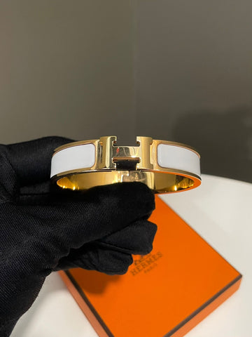 Hermes Clic H Bracelet Ivory White