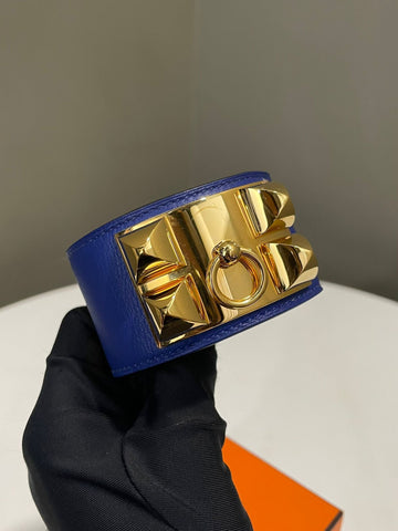 Hermes Collier De Chien CDC Bracelet Blue Electrique