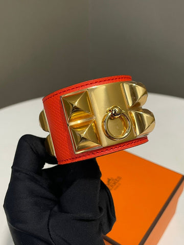 Hermes Collier De Chien CDC Bracelet Orange Clemence