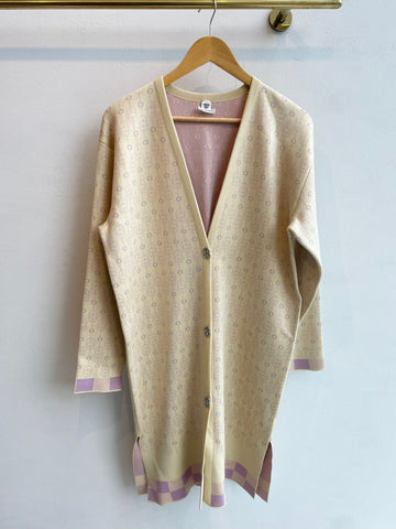 Hermes Culiquetis Cricketis Cardigan Light Beige Silk Jacquard
