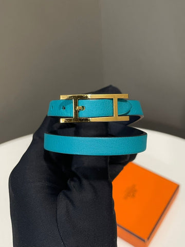 Hermes Double Tour Bracelet Marine / Green