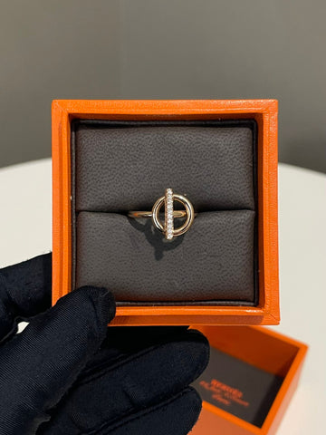 Hermes Echappee Diamond Ring 18K Rose Gold