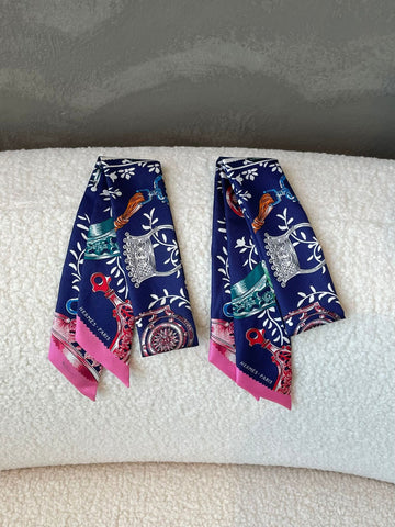 Hermes Etriers Remix Twilly (2 pcs set) Multi-Color Equestrian Design