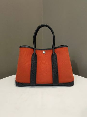 Hermes Garden Party 30 Bag Capucine / Black