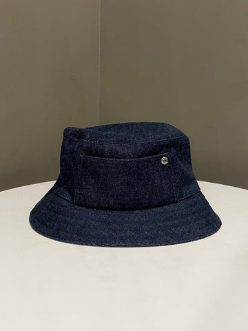 Hermes Helen Silky Bucket Hat Denim Cotton