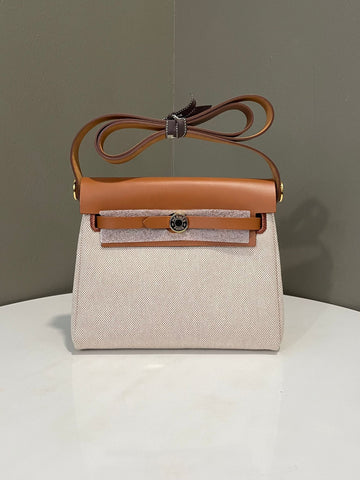 Hermes Herbag Mini 20  Ecru / Beige / Fauve