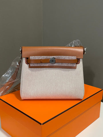 Hermes Herbag Mini 20 Ecru / Beige / Fauve