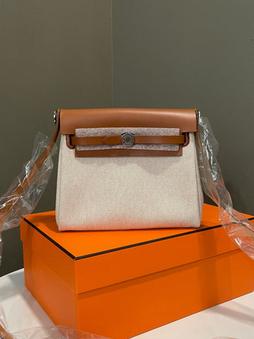 Hermes Herbag Mini 20 Ecru / Beige / Fauve