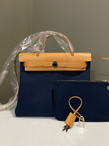 Hermes Herbag Zip 31 HSS Marine Toile Militair