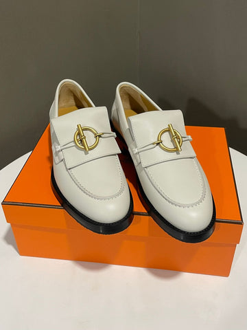 Hermes Impact Loafer Blanc De Paris GHW Size 37.5