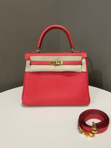 Hermes Kelly 25 Rouge Pivoine