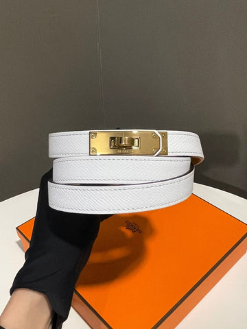 Hermes Kelly Belt White Epsom
