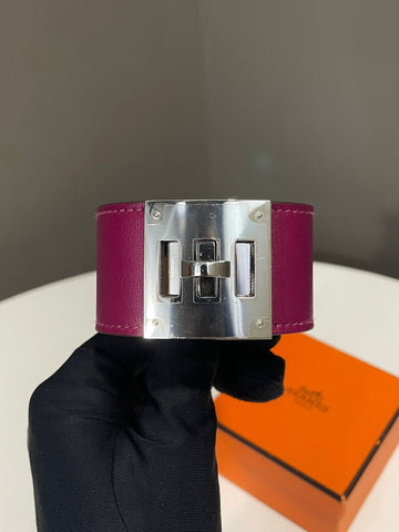 Hermes Kelly Dog Bracelet Rose Pourpre