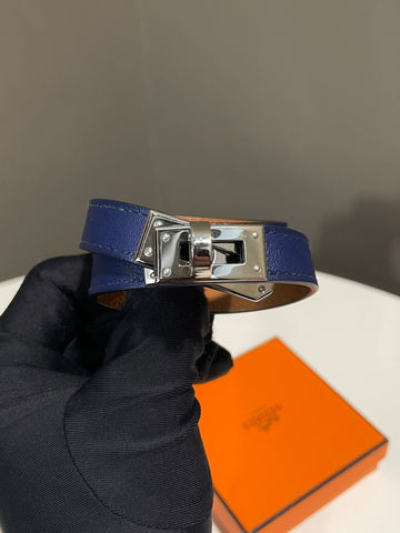 Hermes Kelly Double Tour Bracelet Bleu