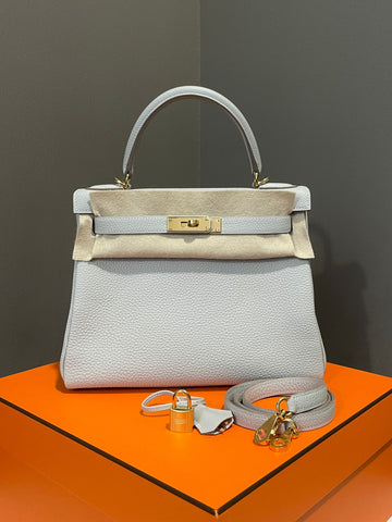 Hermes Kelly Retourne 28 Bleu Pale Togo