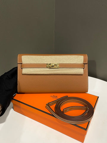 Hermes Kelly To Go Gold Epsom