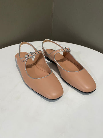 Hermes Kleo Slingback Beige Perlino / Gris Argenté PHW Size 38.5