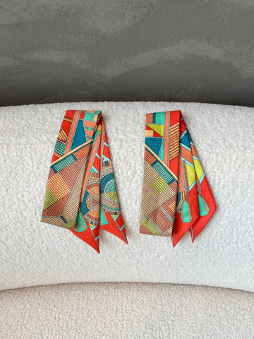 Hermes L'art indien des plaines Twilly (2 pcs set)  Rouge/ Vert/ Corail?