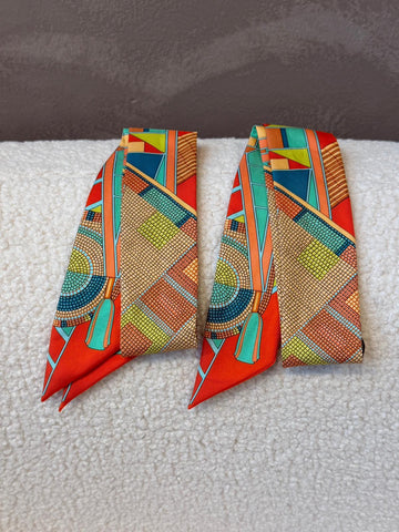 Hermes L'art indien des plaines Twilly (2 pcs set) Rouge/ Vert/ Corail?