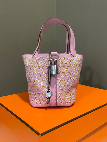 Hermes Micro Lucky Daisy Picotin Mauve Sylvestre Swift