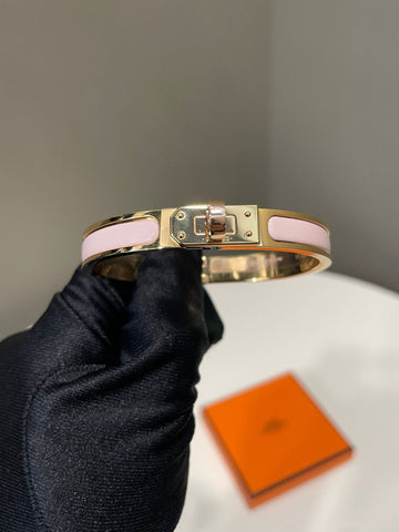 Hermes Mini Clic Kelly Bracelet Rose Candeur