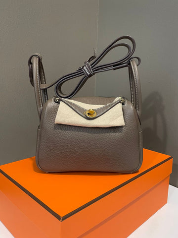 Hermes Mini Lindy  Etoupe Clemence GHW