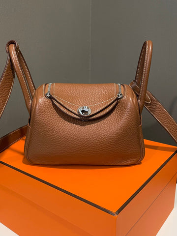 Hermes Mini Lindy Gold Clemence